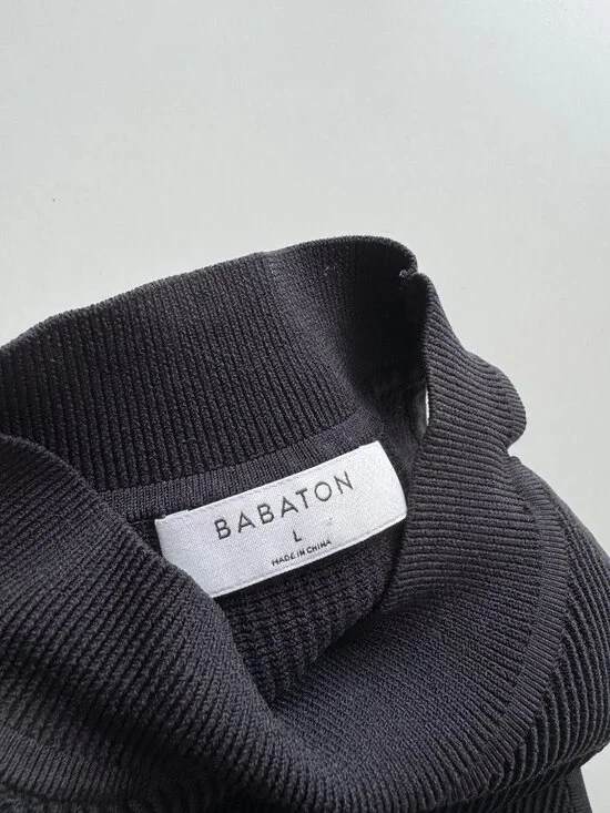 NWOT Aritzia BABATON Sculpt Knit Black Ribbed Cropped Halter Tank Top, Size L - Picture 7 of 13